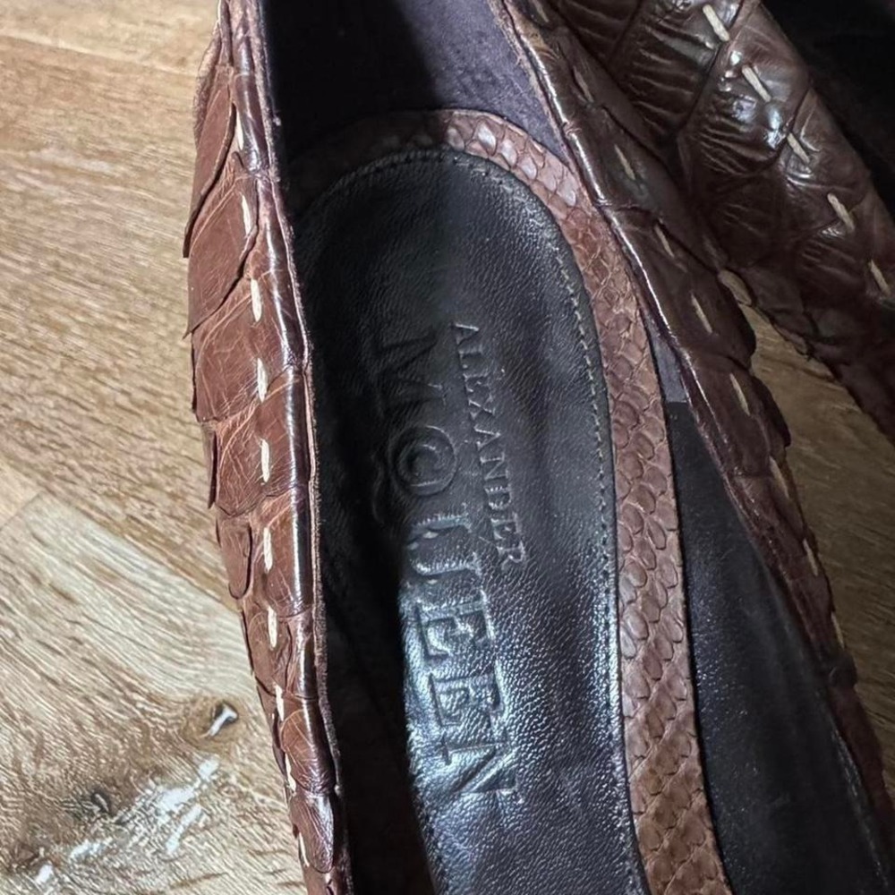 Alexander Mcqueen Brown Python Leather Pointed To… - image 2